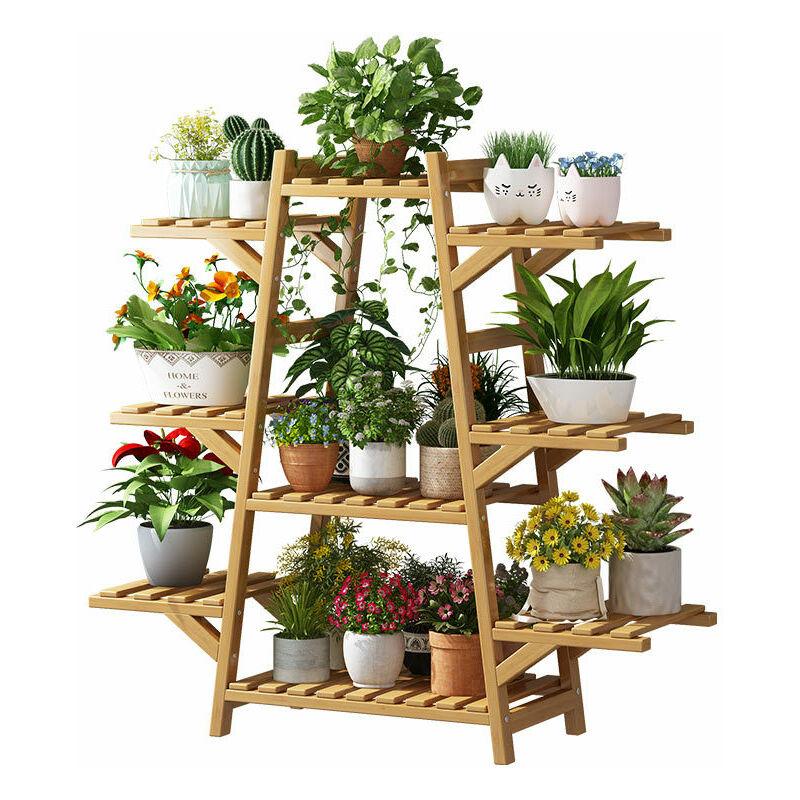 foto del prodotto freosen supporto per piante da interno supporto per vasi da fiori in bamb a 9 livelli per piante da esterno per patio balcone giardino 95x87x23 cm