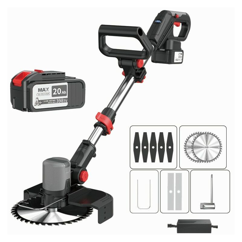 foto del prodotto freosen tagliaerba a batteria 21v 4.0ah decespugliatore a batteria manico regolabile testa girevole con tubo telescopico per taglio da giardino
