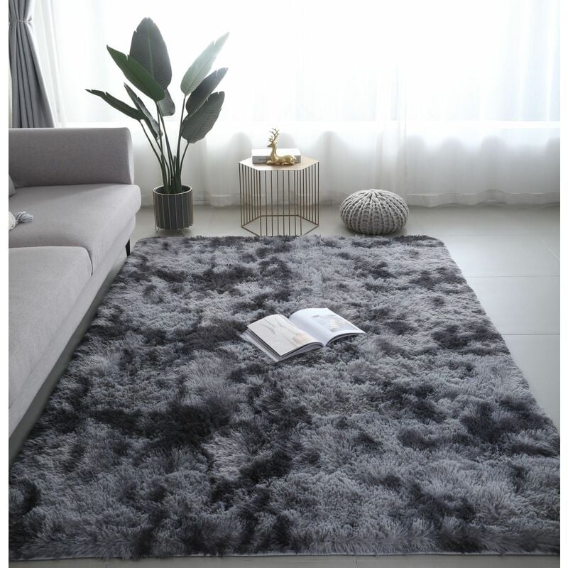 foto del prodotto freosen tappeto per salotto shaggy 160 x 230 cm grigio scuro peluche morbido fibra di polipropilene tappeto antiscivolo