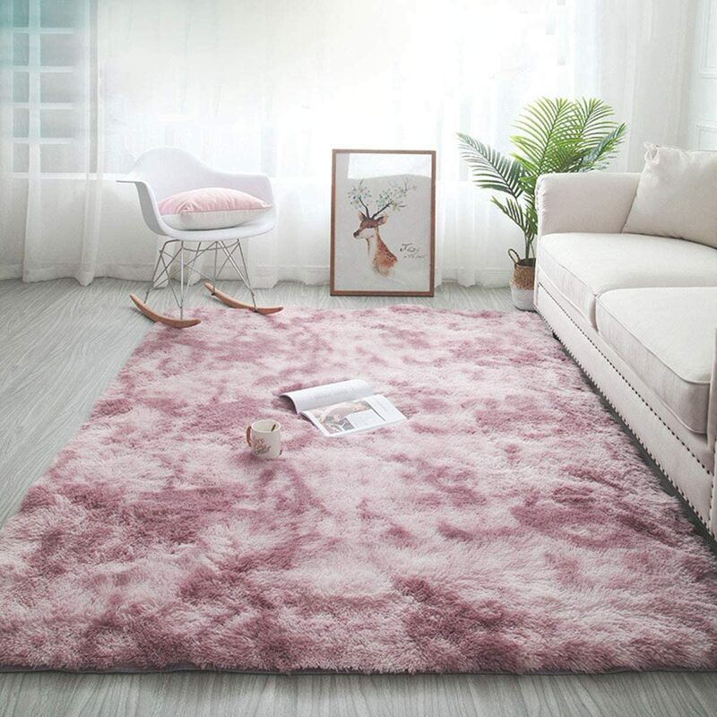 foto del prodotto freosen tappeto shaggy per soggiorno 160 x 230 cm tappeto rosa morbido in fibra di polipropilene morbido tappeto per camera da letto antiscivolo