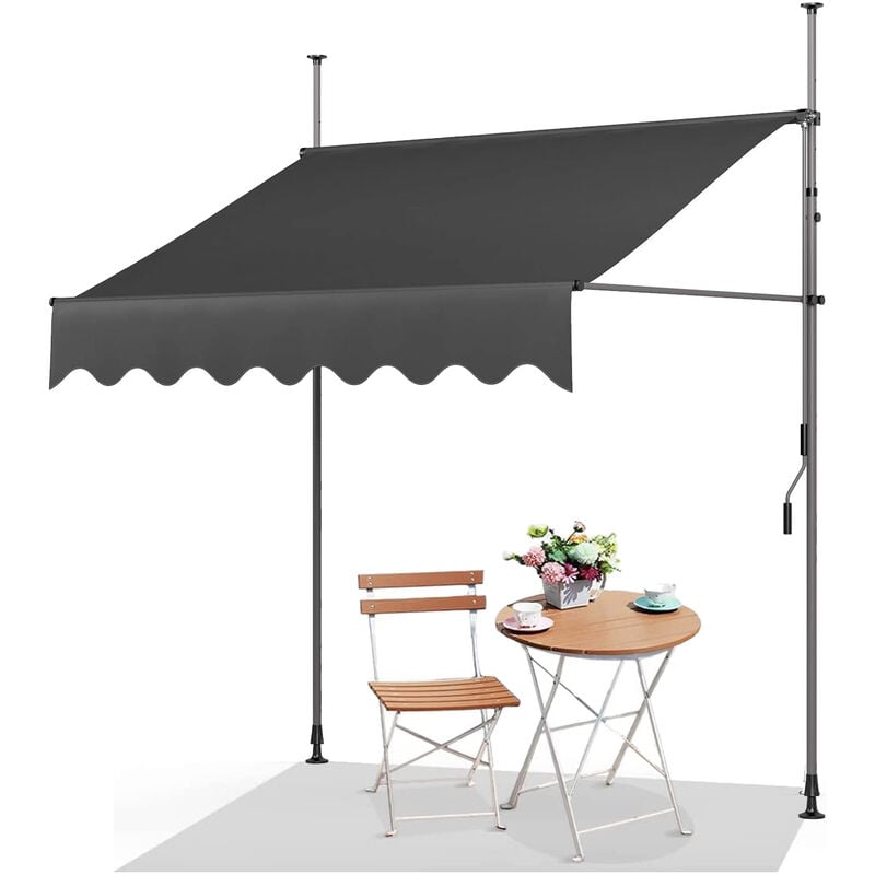 foto del prodotto freosen tenda da sole retrattile tenda da sole da giardino in acciaio poliestere con manovella nessuna perforazione tenda da sole telescopica