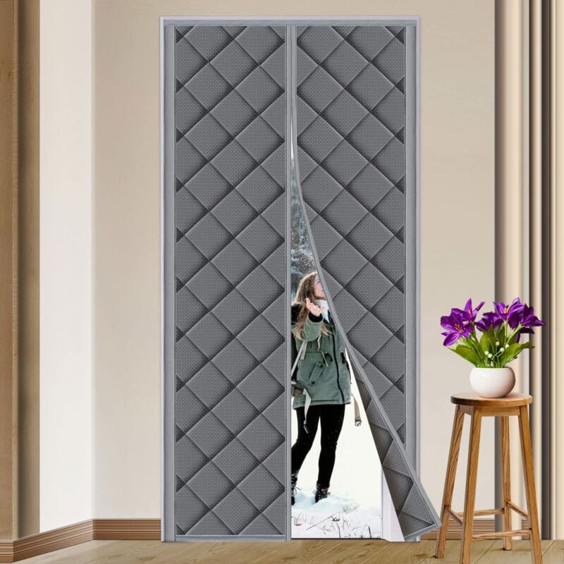 foto del prodotto freosen - tenda per porta magnetica termica isolata 90x210 cm anti freddo, oscurante, insonorizzante per balcone soggiorno seminterrato grigio