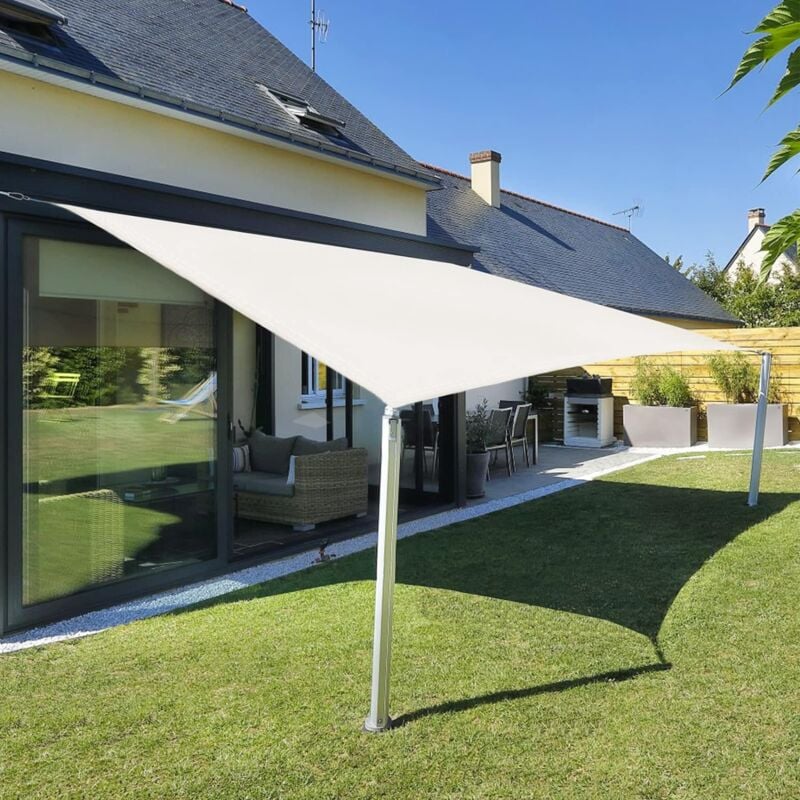 foto del prodotto freosen vela ombreggiante rettangolare 3x5 m, tela impermeabile color crema, protezione dai raggi uv al 95 , per esterni, giardino e terrazza