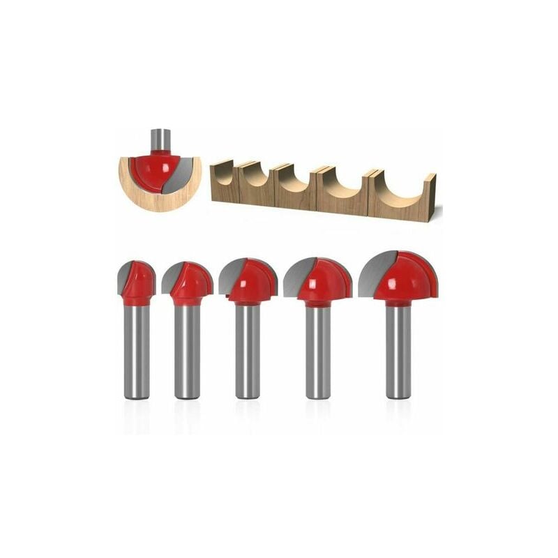 foto del prodotto fresa a fondo tondo per legno, 5 punte per router gambo da 8 mm 12 16 19 22 25 mm fresa per scanalatura in carburo gambo per scanalatura per utensile