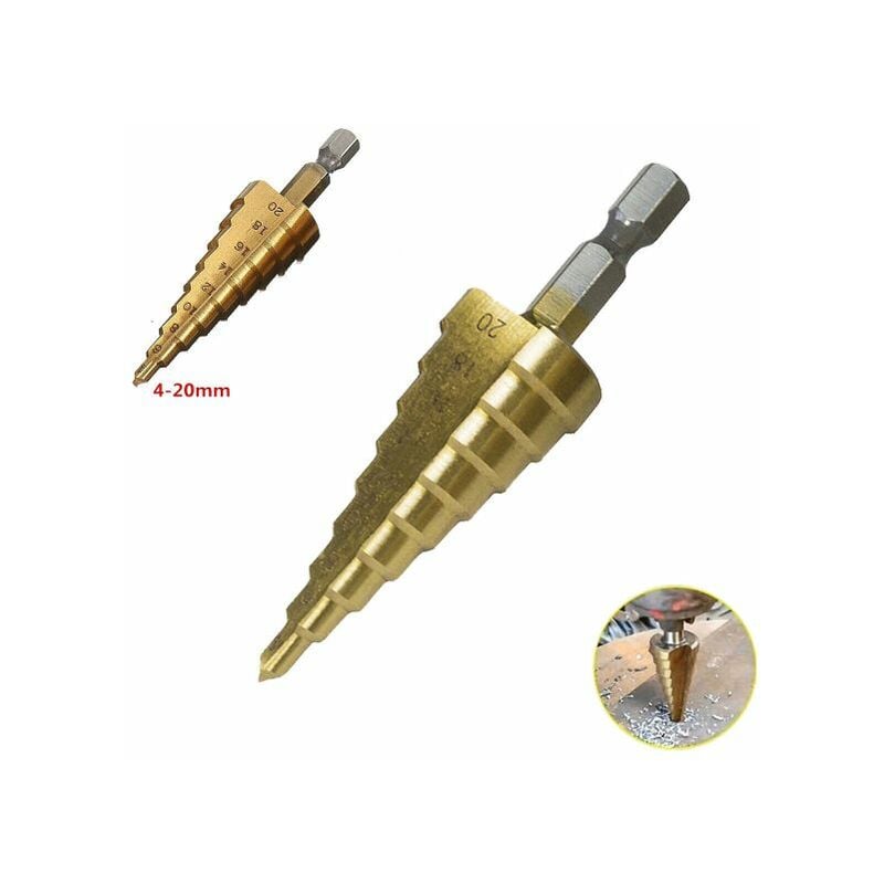 foto del prodotto fresa a gradini scalini conica hss 4 20mm allargafori punta per metallo