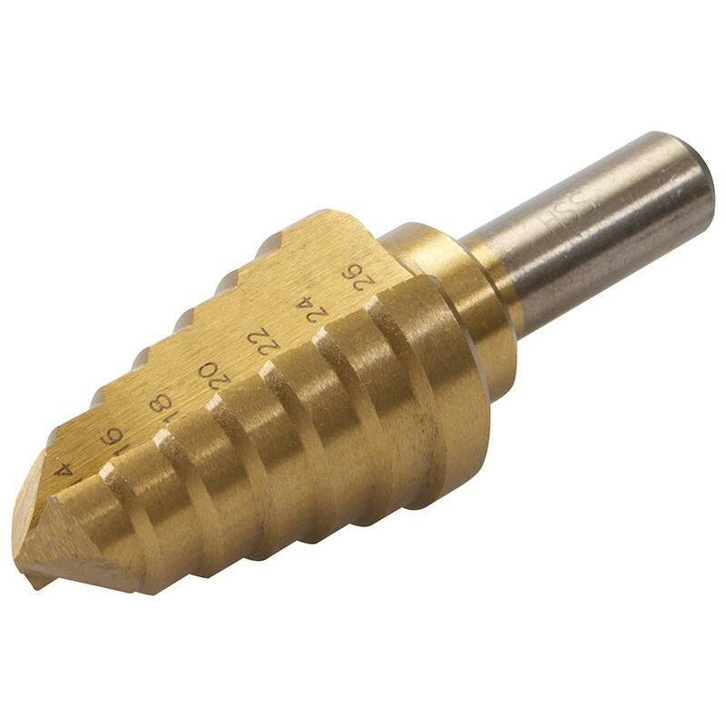 foto del prodotto fresa a gradino rivestita in titanio hss 14 26 mm