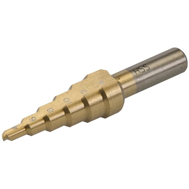 foto del prodotto fresa a gradino rivestita in titanio hss 4 14 mm