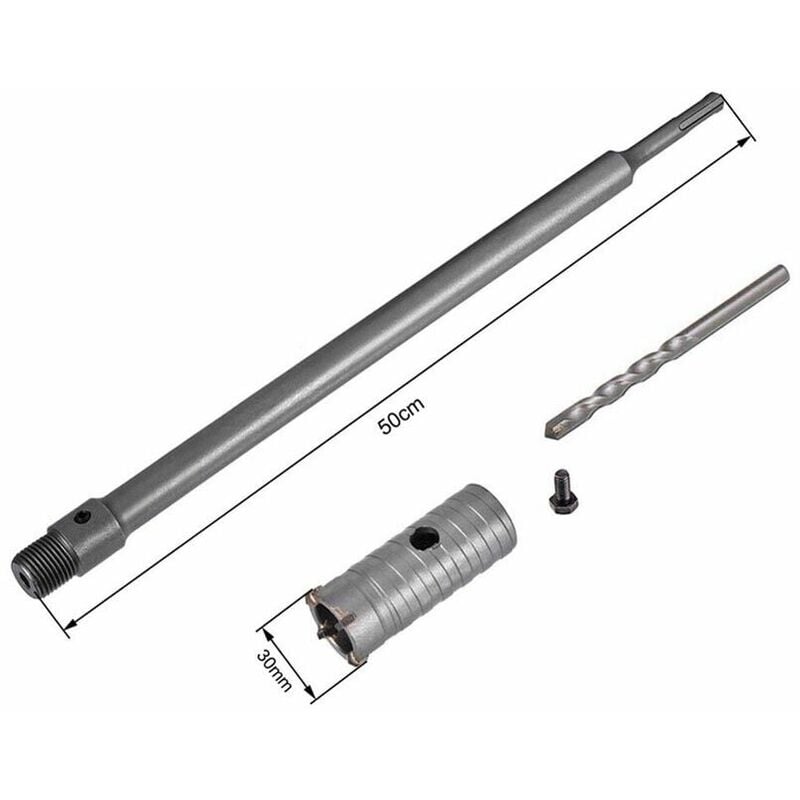 foto del prodotto fresa a tazza 30 mm asta prolunga 50 cm per trapano attacco sds plus