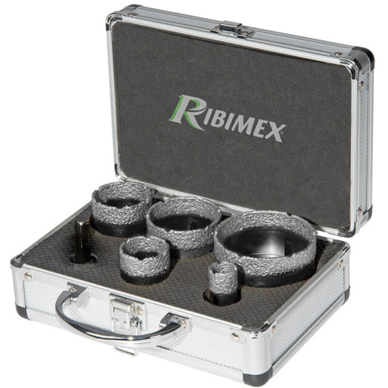 foto del prodotto fresa a tazza diamantata in set da 5 pezzi con adattatore per trapano ribimex