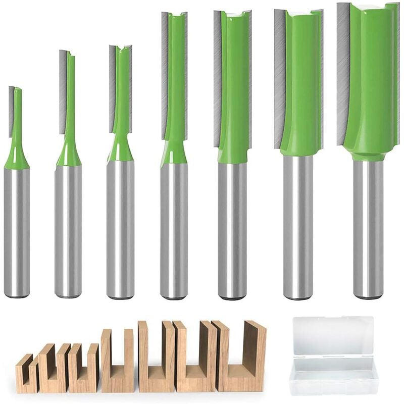 foto del prodotto fresa dritta, 7 pezzi fresa in carburo di tungsteno fresa con gambo da 6 mm fresa multifunzione utensile per la lavorazione del legno per la