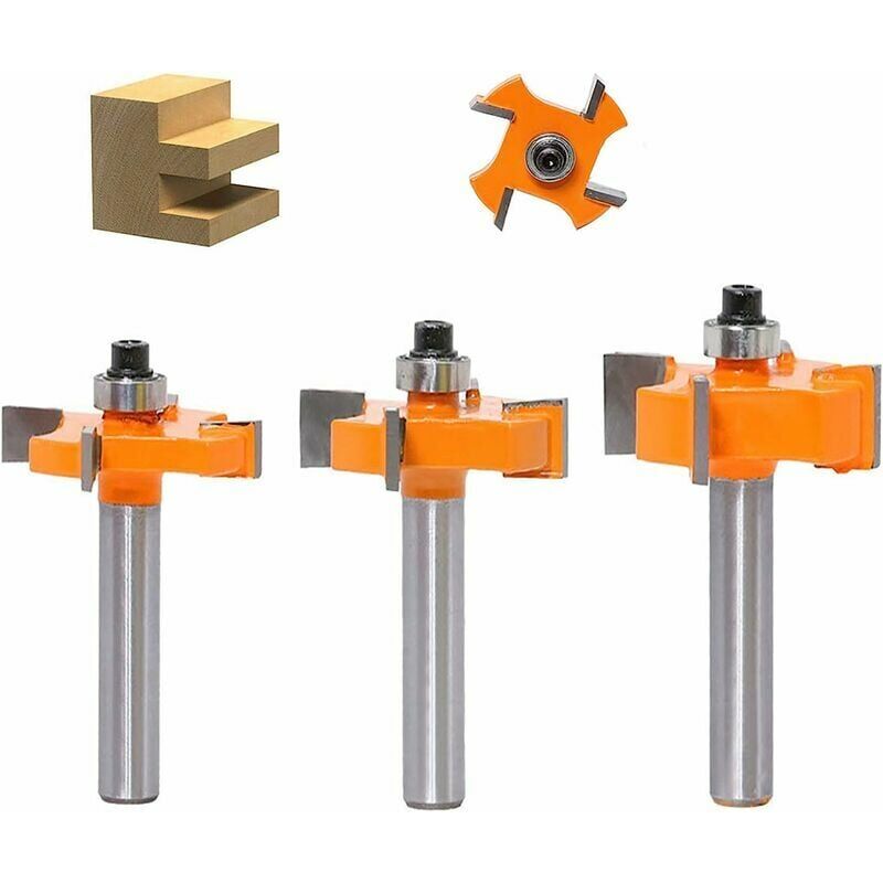 foto del prodotto fresa per incastri a maschio e femmina 4 pezzi, gambo da 8 mm, lama a t, fresa a testa sferica fresa per lavorazione del legno, utensili per