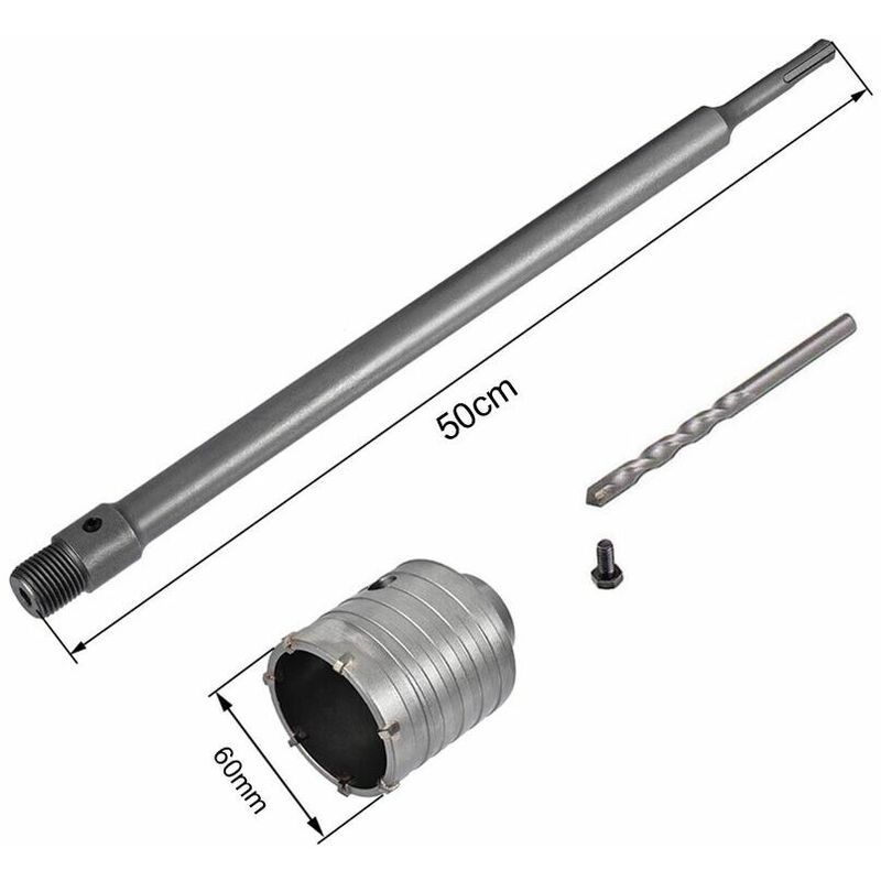 foto del prodotto fresa per muro a tazza 60 mm asta prolunga 50 cm per trapano attacco sds plus