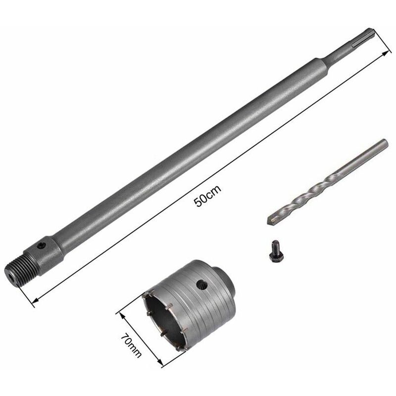 foto del prodotto fresa per muro a tazza 70 mm asta prolunga 50 cm per trapano attacco sds plus
