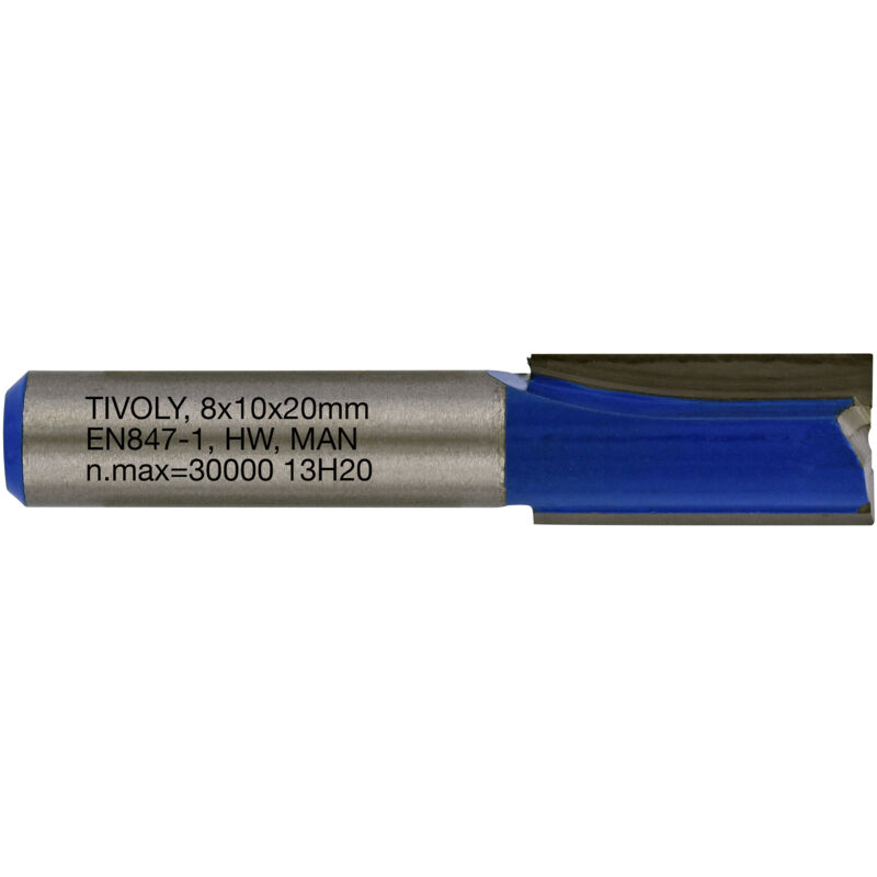 foto del prodotto fresa per scanalatura diritta 10mm 2 lame in carburo gambo 8mm per la lavorazione del legno tivoly