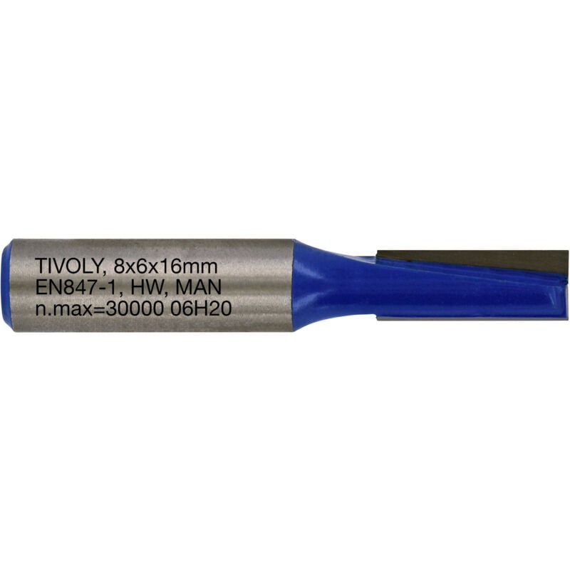 foto del prodotto fresa per scanalatura diritta 6mm 2 lame in carburo gambo 8mm per la lavorazione del legno tivoly
