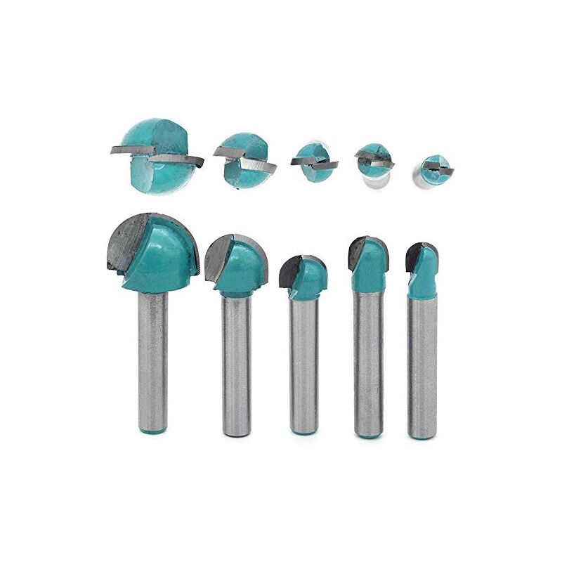 foto del prodotto fresa per scanalature rotonde da 6 mm 8 mm 10 mm 12 mm 18 mm 5 pezzi fresa per scanalature rotonde con gambo da 6 mm, utensili per lavorazione del