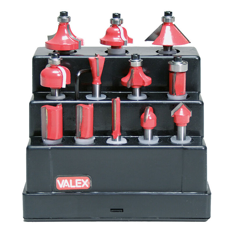 foto del prodotto frese da legno serie 12 pezzi codolo 6 mm valex 1461690
