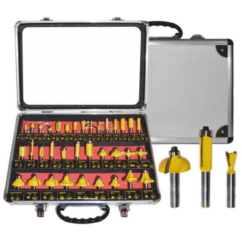 foto del prodotto frese per legno awtools, set da 35 pezzi, gambo da 8 mm