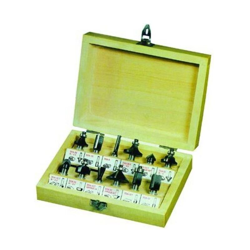 foto del prodotto frese sagomate set cassetta legno pz.12 gambo mm.8 vigor