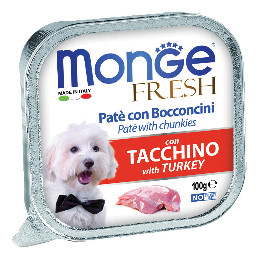 foto del prodotto fresh pat e bocconcini per cane in vaschetta da 100 gr monge