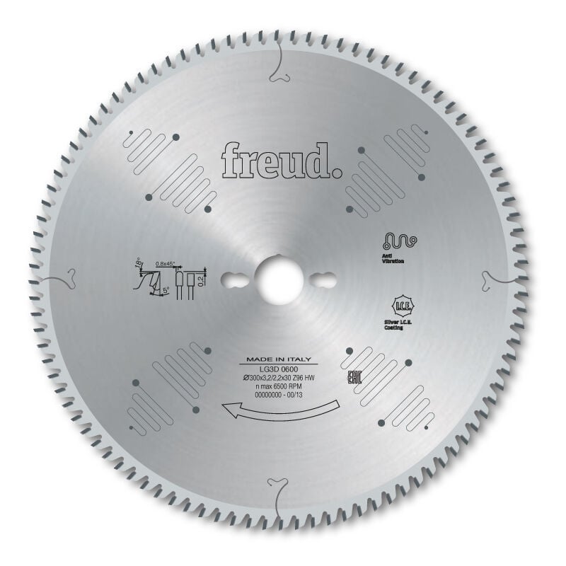 foto del prodotto freud lama trapezoidale piatta per pannelli bifacciali 250 3,2 2,2 al30 z80 tp f03fs07438 lg3d 0400