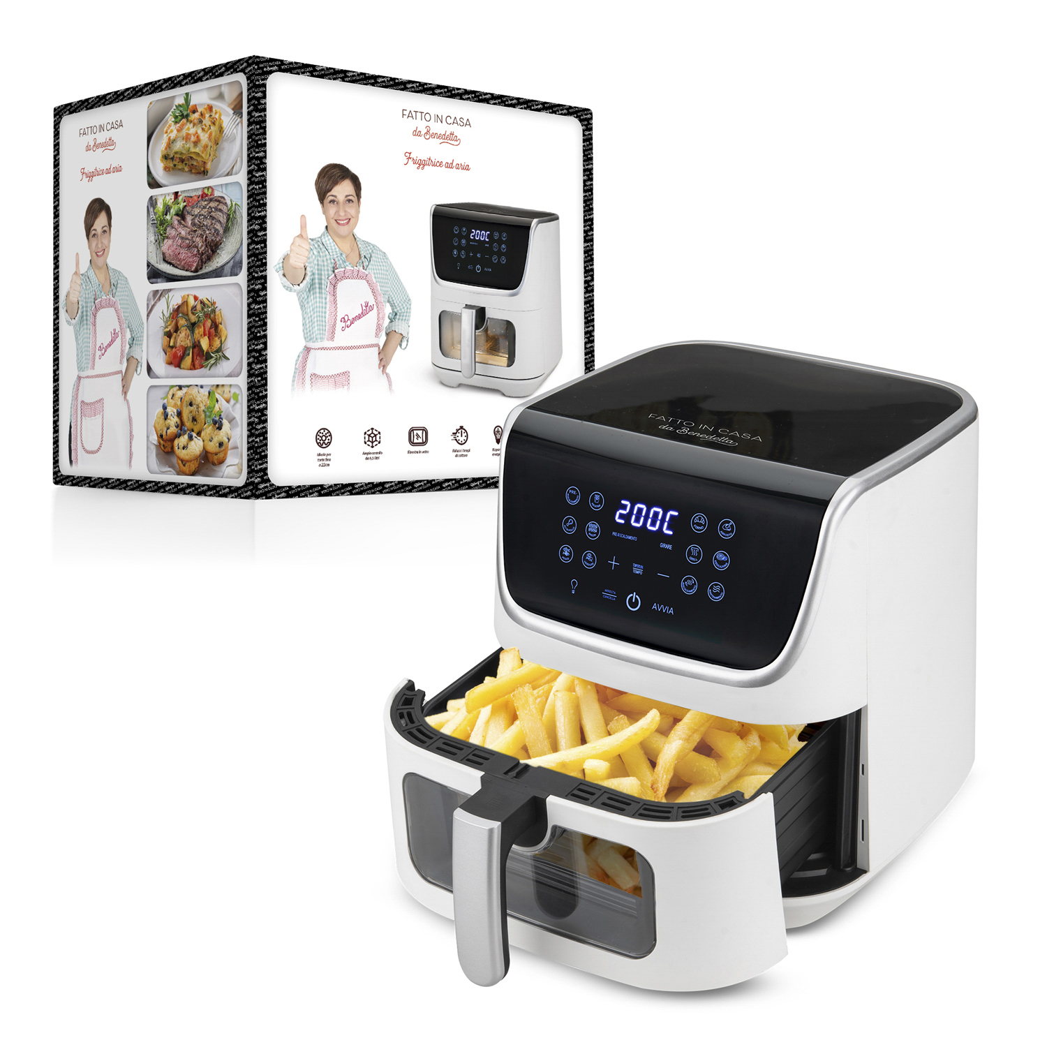 foto del prodotto friggitrice ad aria 12 in 1 fatto in casa da benedetta bianca 6,5l 1800w spedizione gratuita