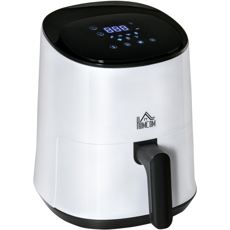 foto del prodotto friggitrice ad aria 1300w 2,5 litri con pannello led bianca e nera