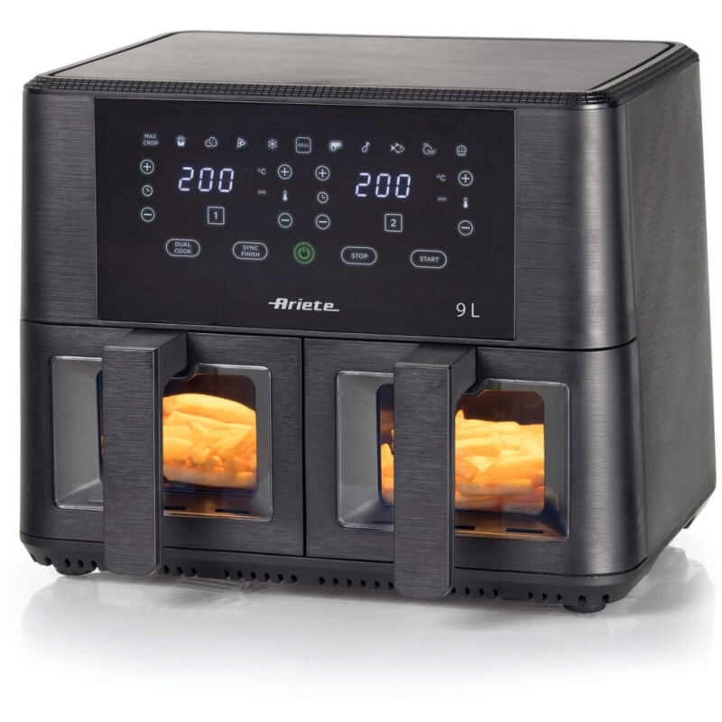 foto del prodotto friggitrice ad aria doppia 4631 9l 2400w nero con doppio cestello - ariete