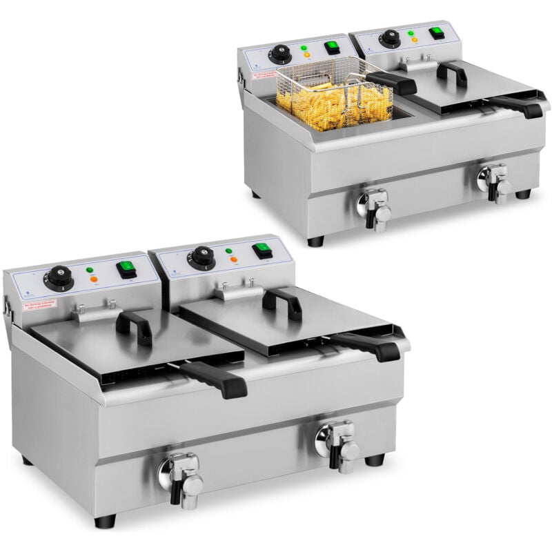 foto del prodotto friggitrice elettrica doppia con rubinetto 230 v 2 x 3000w 2 x 10 l
