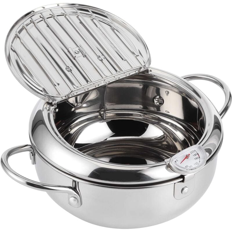 foto del prodotto friggitrice, friggitrice per tempura in acciaio inossidabile, mini strumento per friggere per friggere ali di pollo, patatine fritte, gamberetti