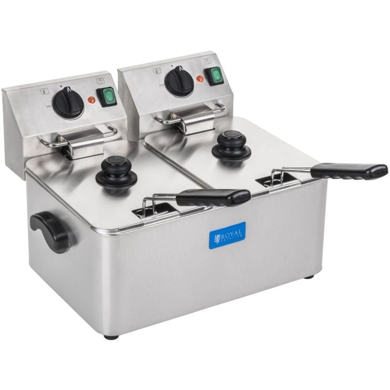 foto del prodotto friggitrice professionale in acciaio inox 2 vasche 8 litri professionale vasca estraibile termostato professionale ego 3614016
