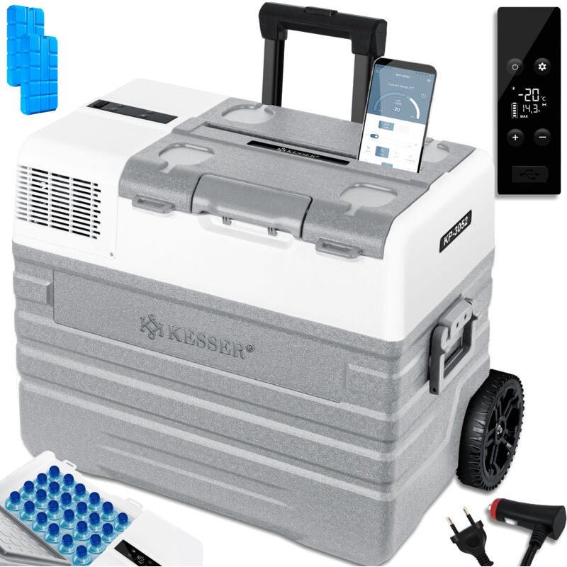 foto del prodotto frigorifero elettrico a compressore con controllo app connessione usb 12 24 v 230v ruote telescopiche frigorifero raffreddamento fino a 20 c