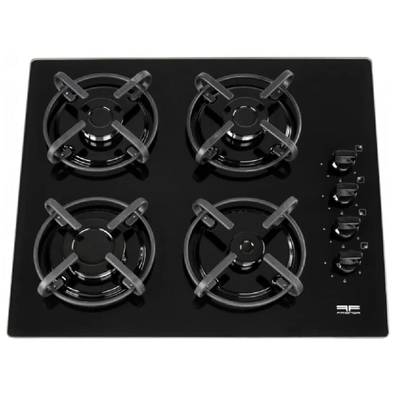 foto del prodotto frionor tavolo in vetro nero 4 bruciatori a gas 59x42x4,7cm
