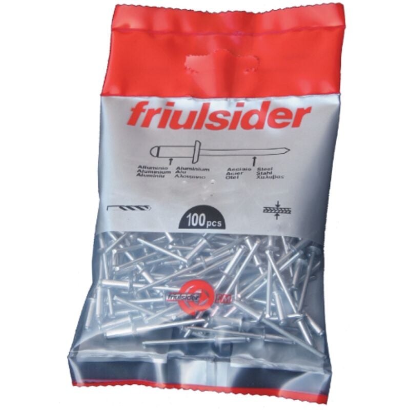 foto del prodotto friulsider rivetti in alluminio testa tonda 4,0x8 mm rivetto di fissaggio confezione 100 pz chiodo in acciaio zincato bianco