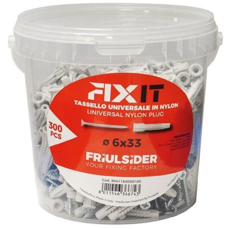 foto del prodotto friulsider tassello universale e vite 90411b0000100 300pezzi diametro 6x33
