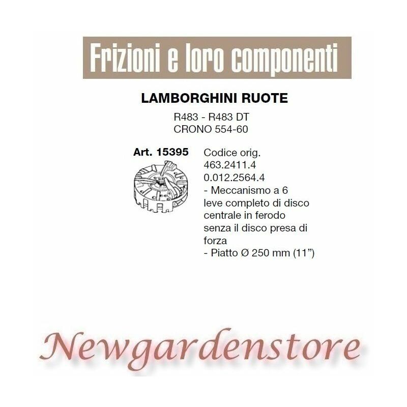 foto del prodotto frizione meccanismo piatto 250mm 15395 lamborghini ruote r483 dt crono 554 60