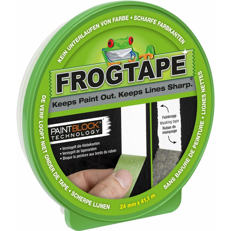 foto del prodotto frogtape 100028 tecnologia paint block nastro adesivo per bordi puliti durante verniciatura 24 mm x 41 m, verde, 24mm x 41m