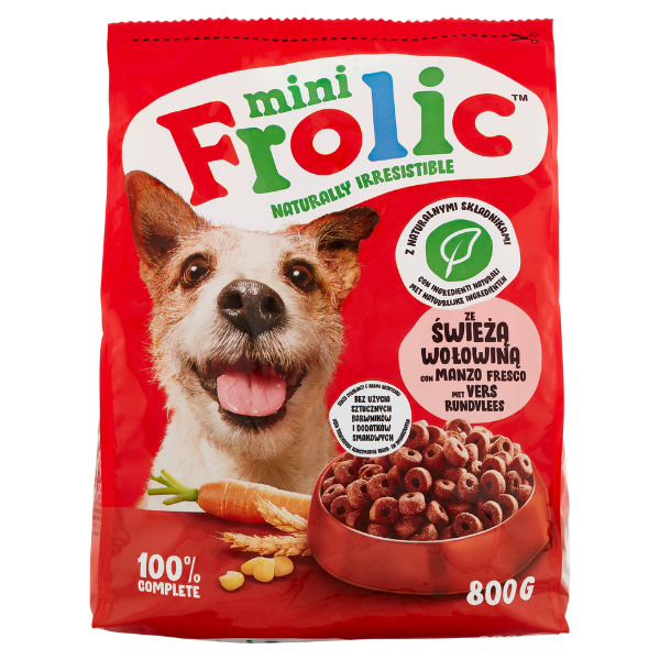 foto del prodotto frolic complete dog mini con manzo, carote e cereali - 800 g - croccantini per cani - 1 ordine scegli tra bzr5 / bzr20 + 200 pt fedeltà