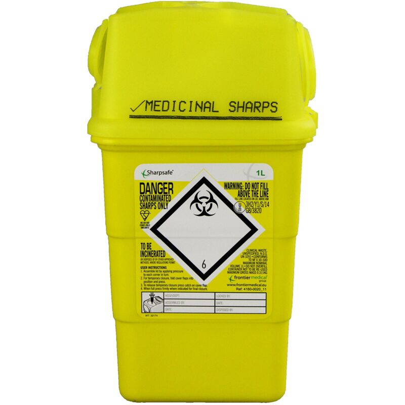 foto del prodotto frontier 41602430 medical sharps pattumiera per smaltimento, 1 l