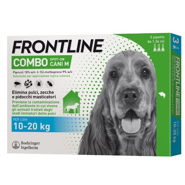 foto del prodotto frontline combo spot on per cani 3 pipette per taglia media 10 20 kg antiparassitario per cani 1 ordine scegli lo sconto bzr5 bzr20 200 punti fedelt 