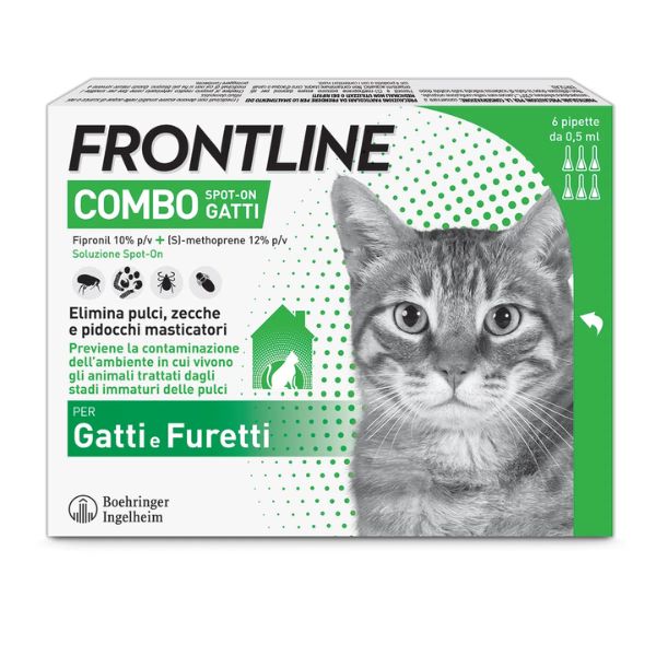 foto del prodotto frontline combo spot on per gatti 6 pipette per gatti adulti antiparassitario per gatti 1 ordine scegli lo sconto bzr5 bzr20 200 punti fedelt 