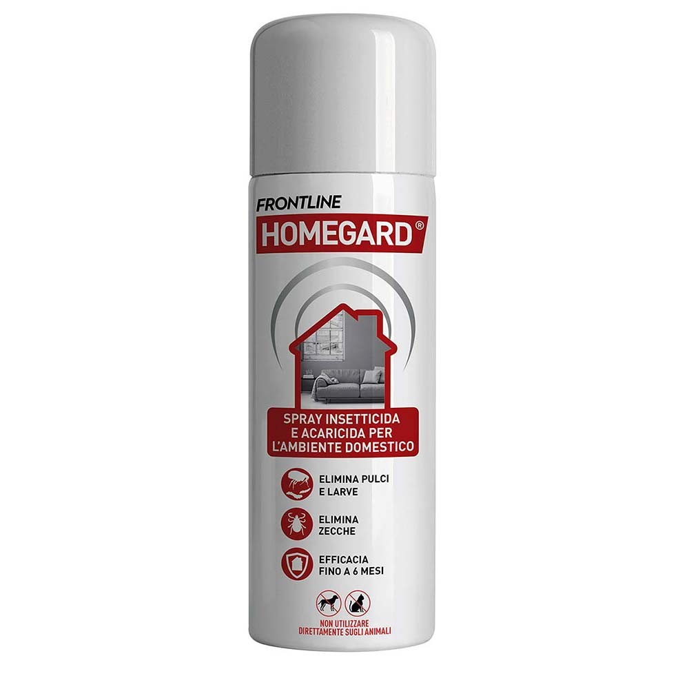 foto del prodotto frontline homegard 250 ml, spray insetticida, antipulci e acaricida per la casa. elimina pulci, zecche, uova e larve fino a 6 mesi su mobili e tessuti