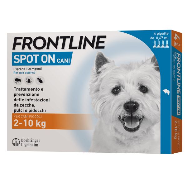 foto del prodotto frontline spot on per cani 4 pipette per taglia piccola 2 10 kg antiparassitario per cani 1 ordine scegli lo sconto bzr5 bzr20 200 punti fedelt 