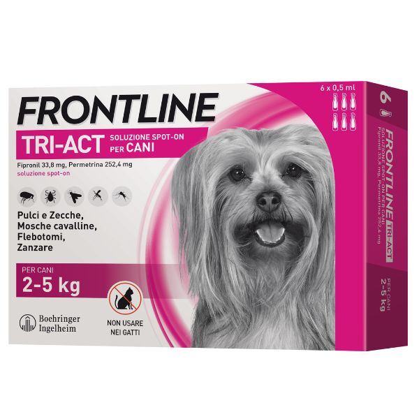 foto del prodotto frontline tri-act spot-on per cani - 6 pipette per taglia mini 2-5 kg scadenza 31 03 2026 - antiparassitario per cani - 1 ordine scegli lo sconto bzr5 bzr20 200 punti fedeltà