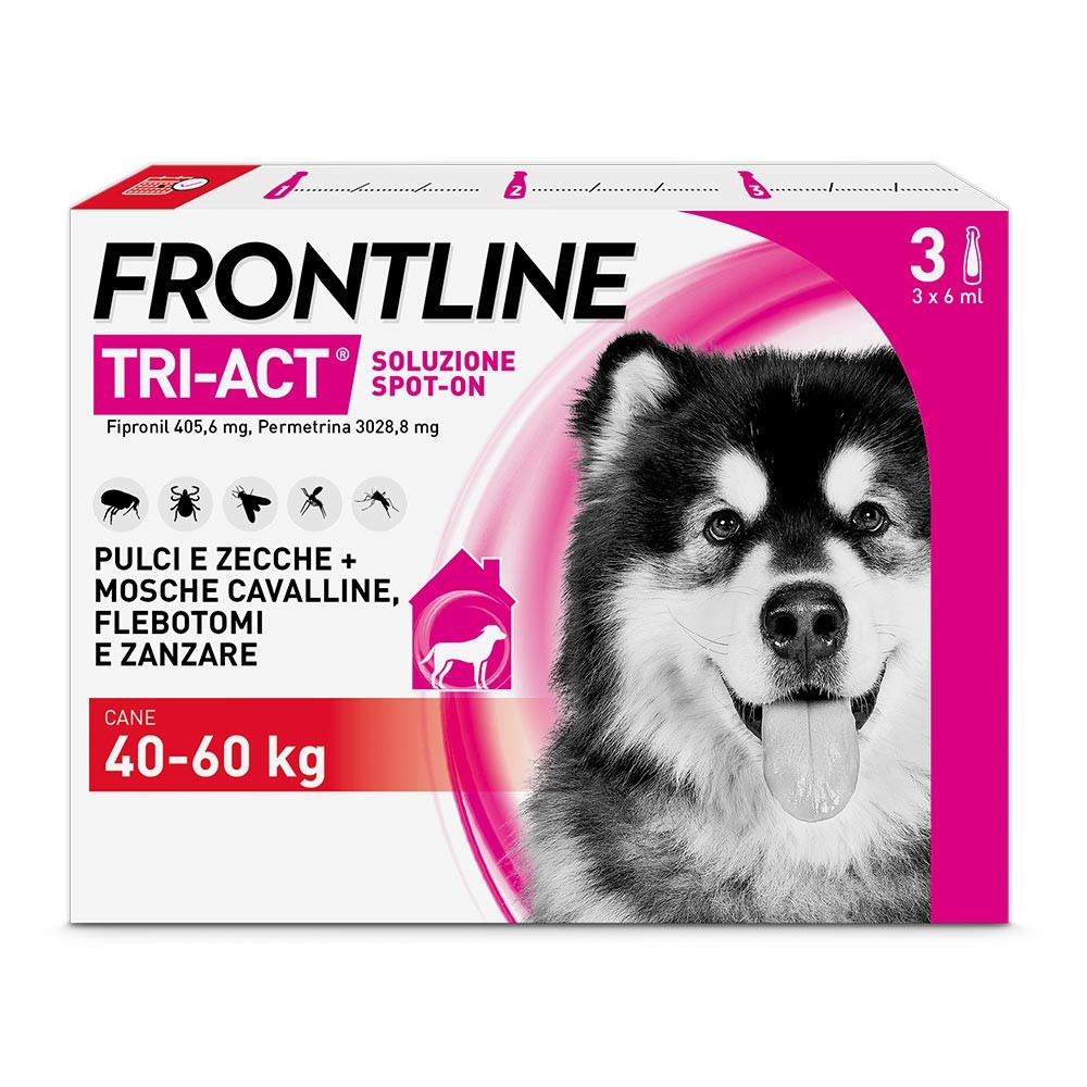 foto del prodotto frontline tri-act x3 pipette, antiparassitario per cani e cuccioli (taglia xl 40-60kg) contro pulci, zecche, zanzare, pappataci e leishmaniosi