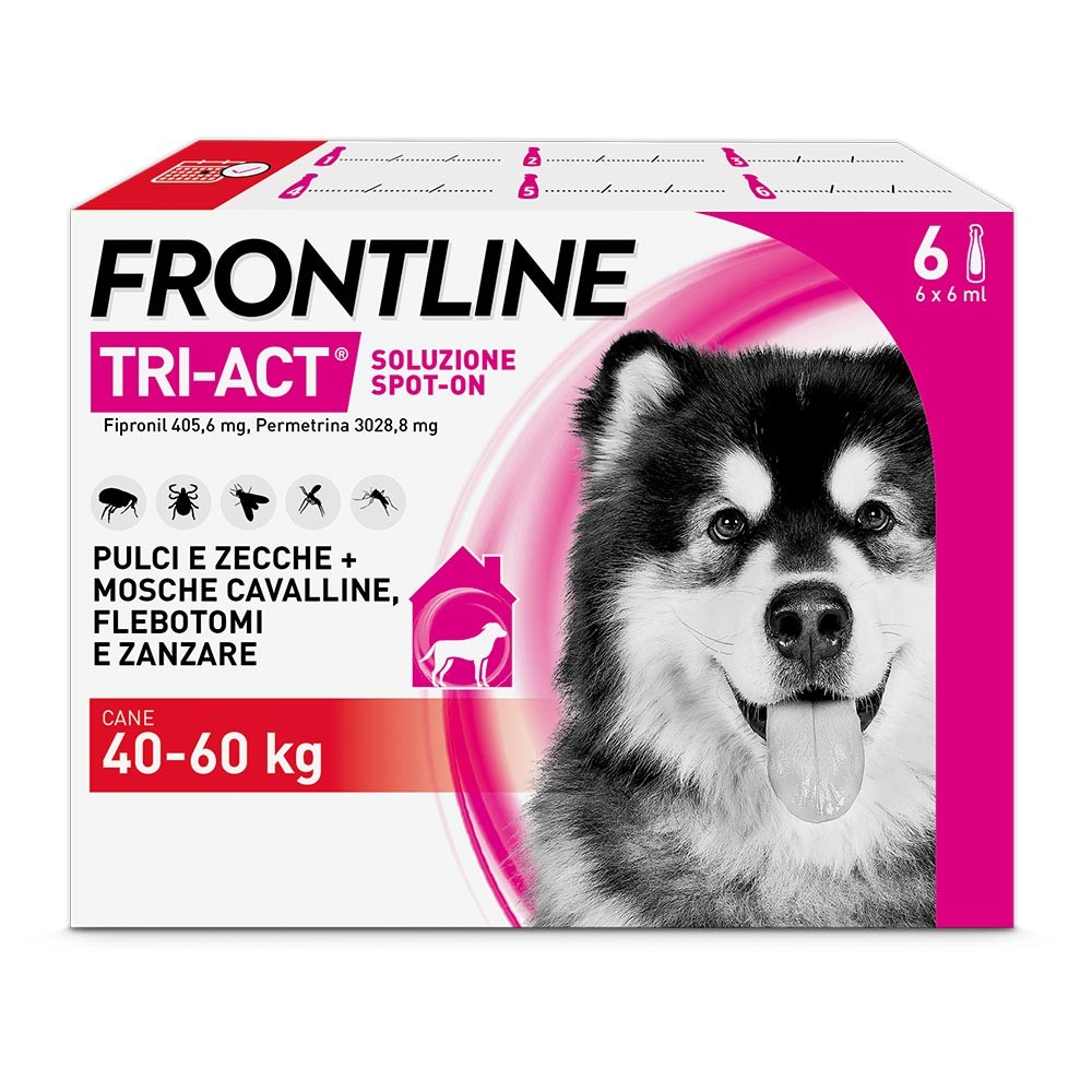 foto del prodotto frontline tri-act x6 pipette, antiparassitario per cani e cuccioli taglia xl 40-60kg contro pulci, zecche, zanzare, pappataci e leishmaniosi