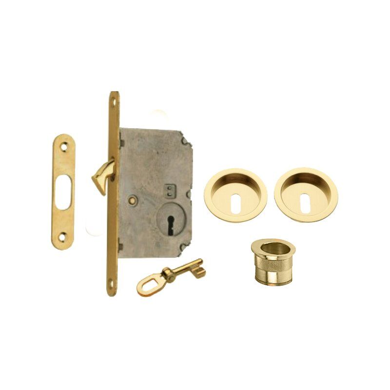 foto del prodotto frosio bortolo kit per porte scorrevoli solo chiave ottone lucido