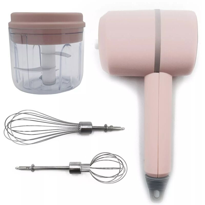 foto del prodotto frullatore a immersione 3in1 sbattitore tritatutto con lame in acciaio inox ricaricabile via usb, multifunzione per cucina, compatto e facile da