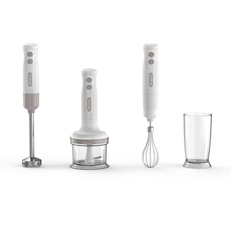 foto del prodotto frullatore a immersione con tritatutto breakfast 606, frullatore a immersione, minipimer con 2 velocità, lama in acciaio inox, gamba removibile,