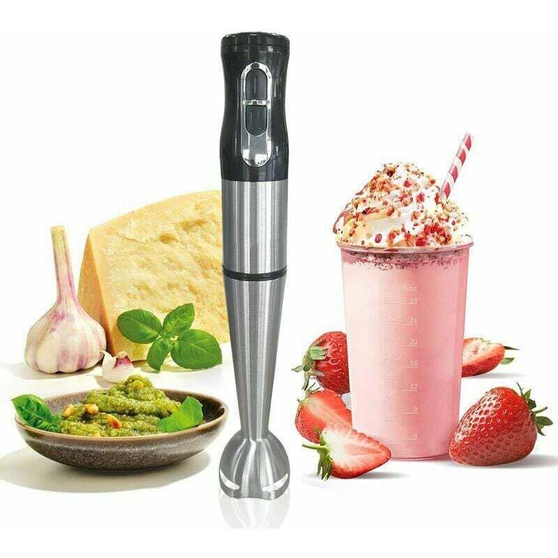 foto del prodotto frullatore a immersione professionale, mixer elettrico, tritatutto anti-schizzi, frullatore in acciaio inox, 800 w, 1000 giri min, robot mixer per